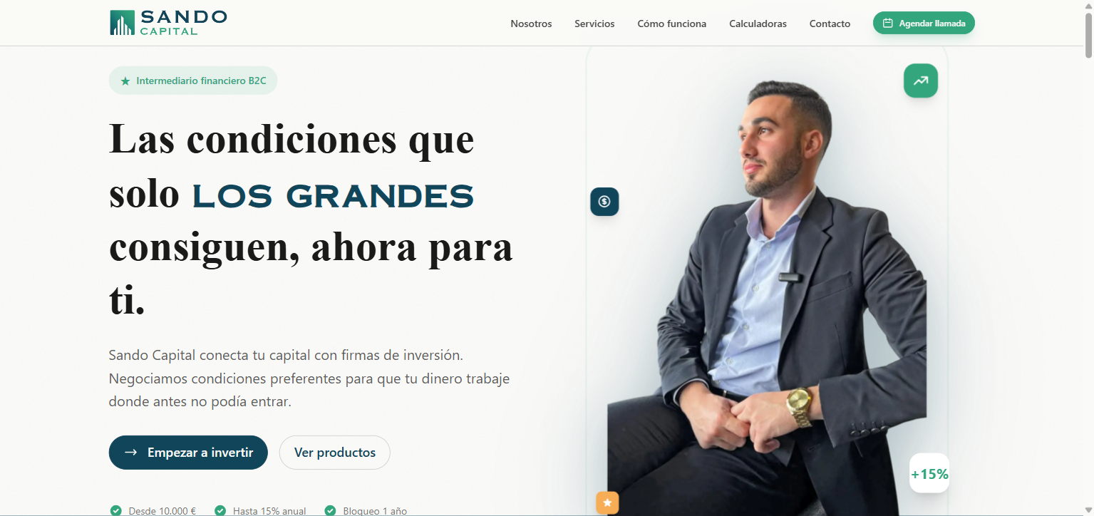 Sando Capital — web + sistema de calificación IA